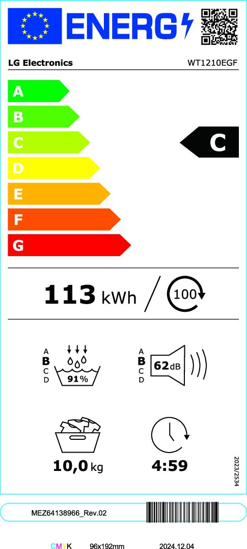 LG WashTower WT1210EGF Masina de spalat cu incarcare frontala si uscator, 12/10 kg, 1400 rpm, Clasa A/A+++, Wi-Fi, bej-verde - imagine 2