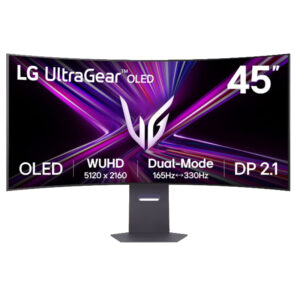 Monitor de gaming OLED LG UltraGear™ de 45", curbură 800R, rezoluție 5K2K, rată de refresh de 165Hz