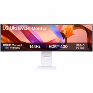 Monitor Curbat LG UltraWide 49U950A-W.AEU, Nano IPS, LED, Dual QHD (5120 x 1440), 144 Hz, 5ms, 2x HDMI, 1x DisplayPort 1.4, 1x USB-C, NVIDIA G-Sync™, Gaming mode, Black Stabilizer, DAS, Crosshair, 2 boxe stereo x 10W, Alb